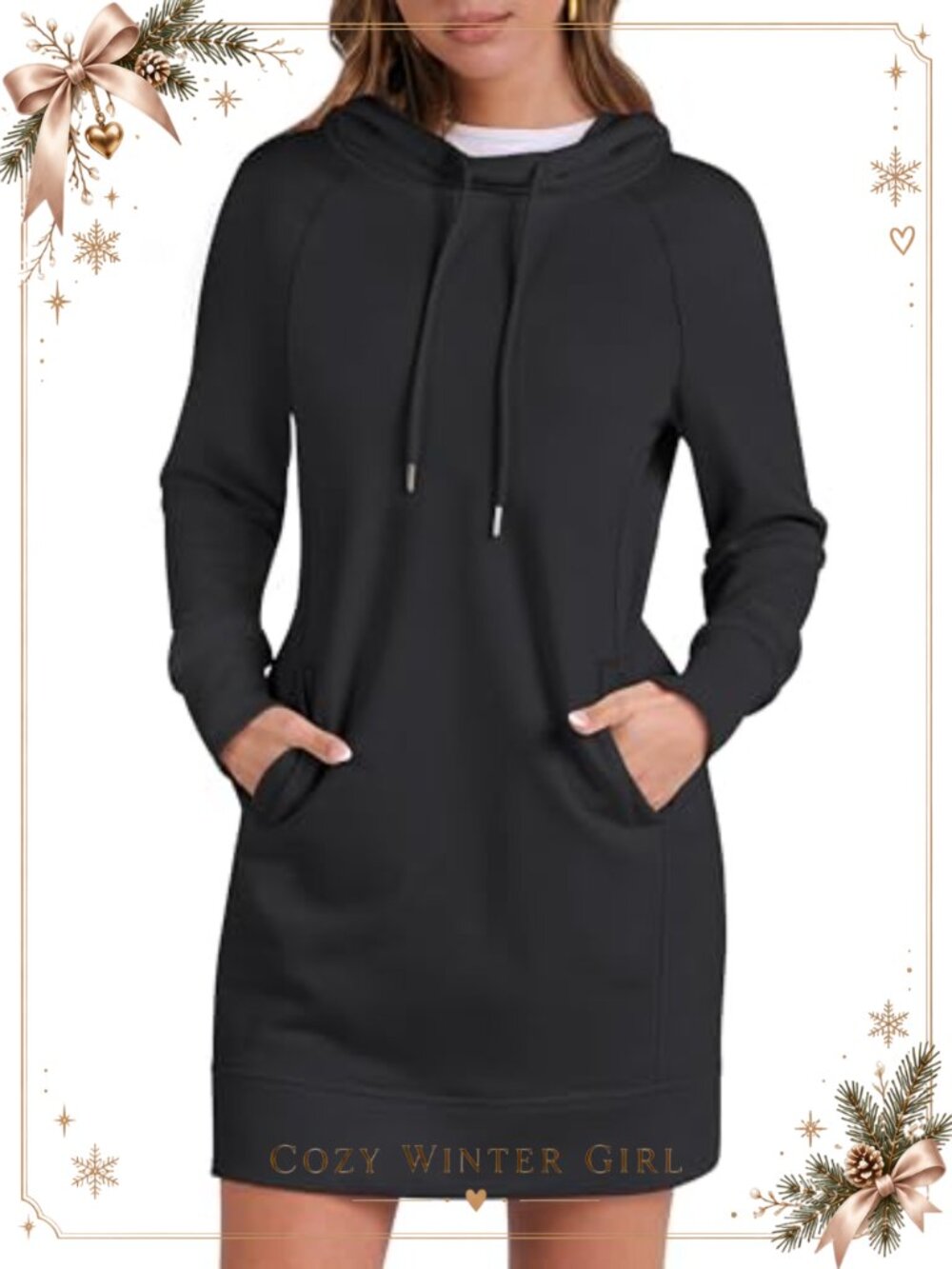 Women's Mini Hoodie Dress Long Sleeve Fleece Casual with Pockets